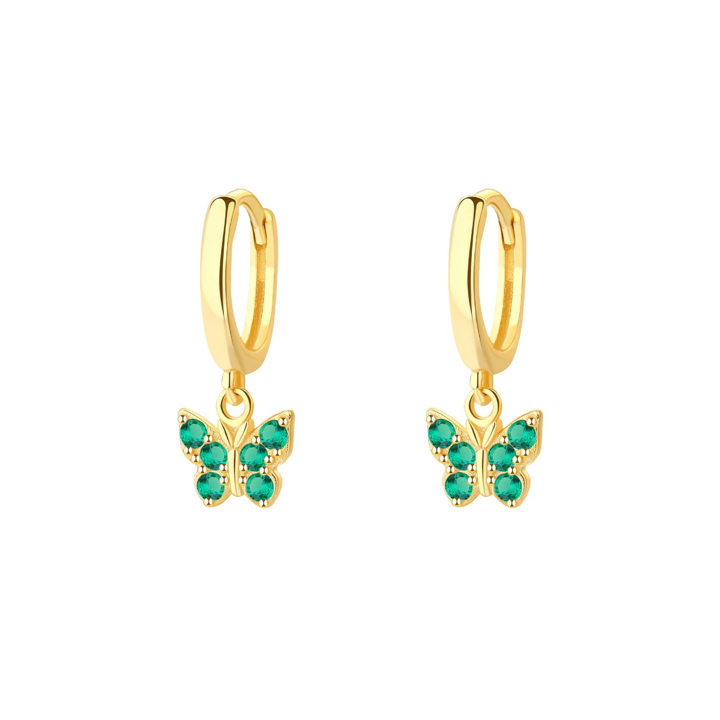 Sier Butterfly Zircon Eardrop Female Geometric Earrings