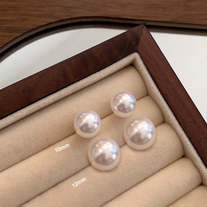 Women's Shell Pearl Ear Sterling Sier Perfect Circle Rings