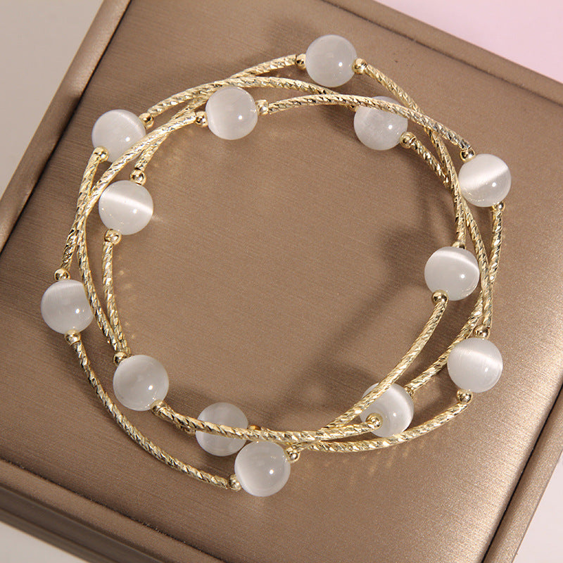 Women's Strawberry Quartz Niche Design Pink Crystal Bracelets