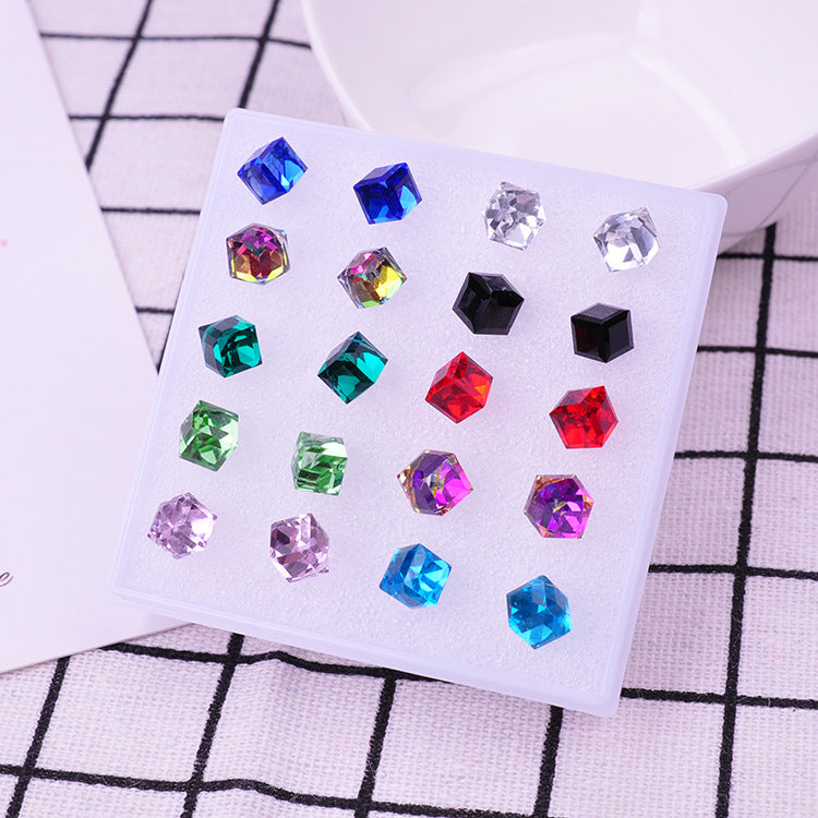 Square Sugar Female Set Stall Ornament Plastic Earrings
