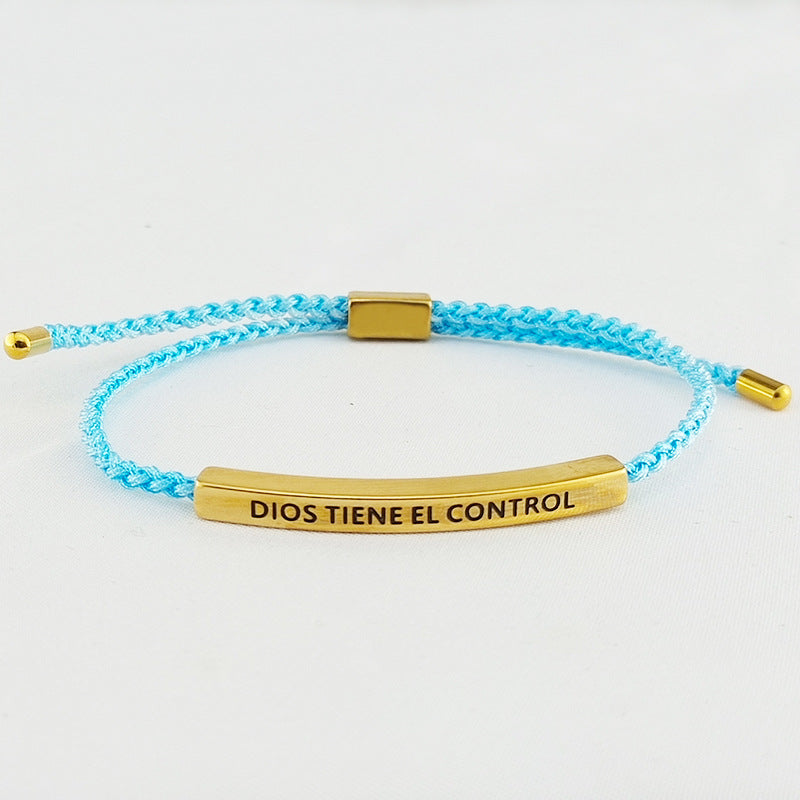 Stainless Steel Elbow Lettering Adjustable Length Letter Woven Bracelets