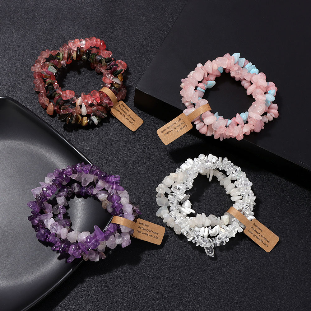 Women's & Men's Gravel Beads Three-piece Kraft Paper Tag Bracelets