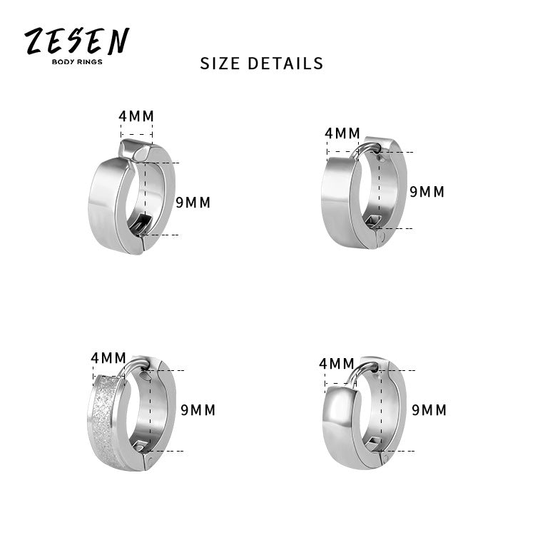 Men's Steel Circle Personalized Ear Clips Trendy Earrings
