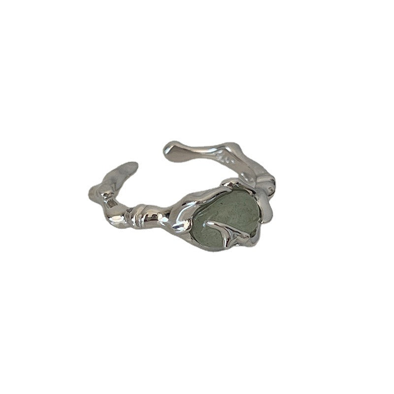 Female Temperament Imitation Jade Sier Opening Rings