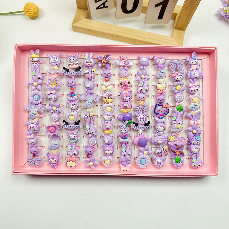 Children's Cartoon Nostalgic Frosted Texture Plastic Kindergarten Rings