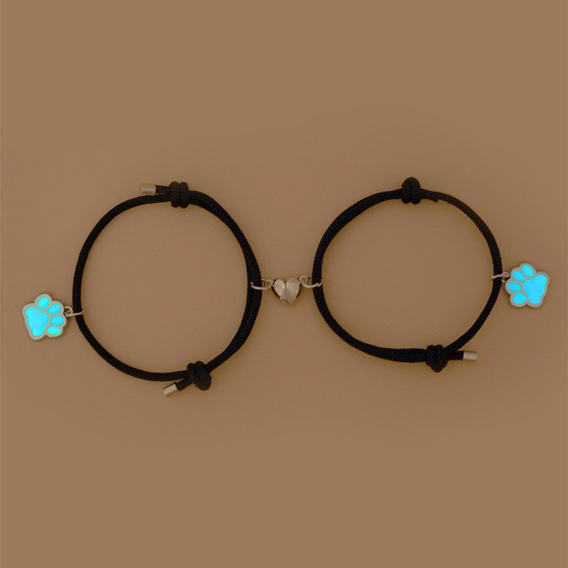 Women's & Men's Luminous Dripping Oil Dog's Paw Magnetic Bracelets