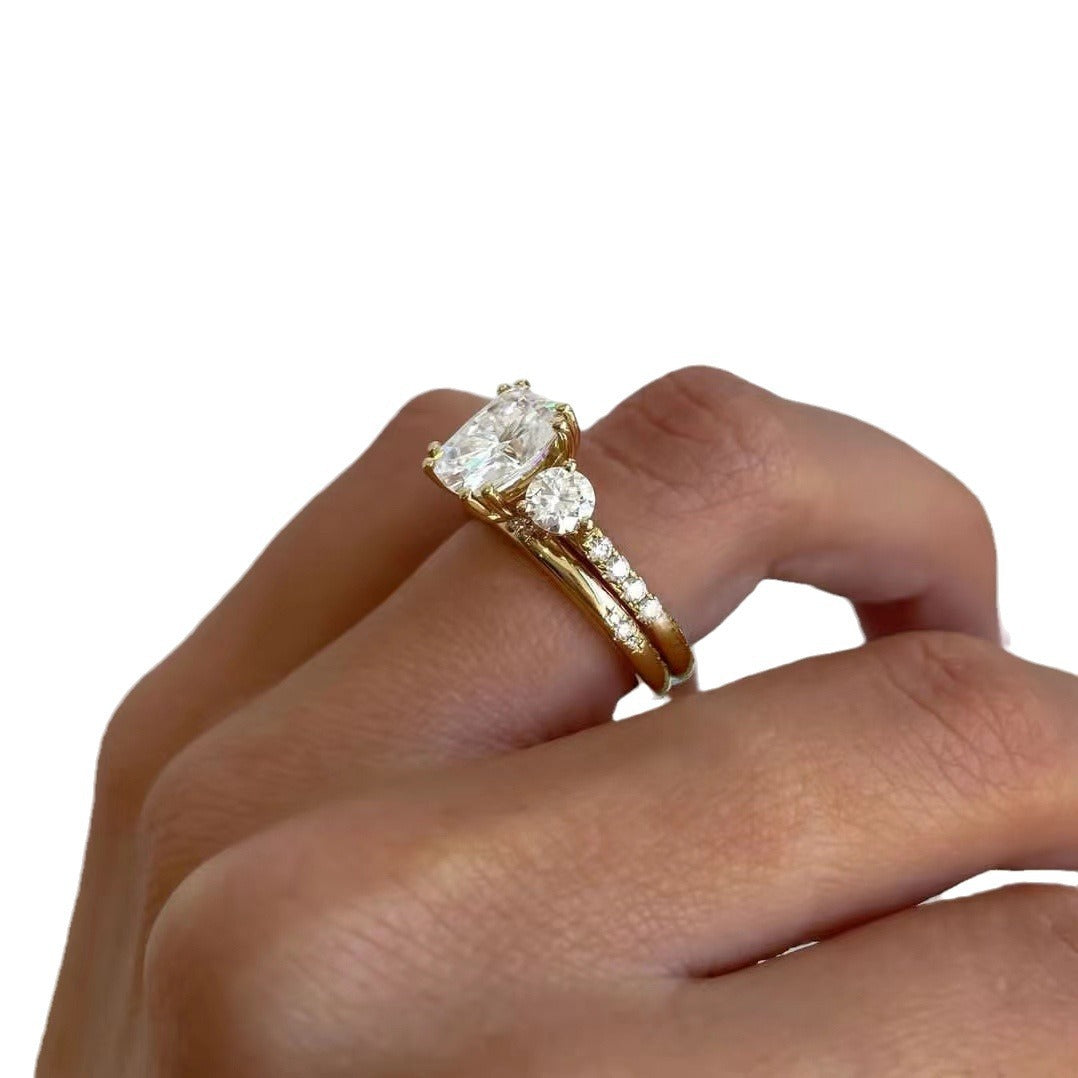 Wedding Golden Suit Inlaid Zircon Ornament Rings