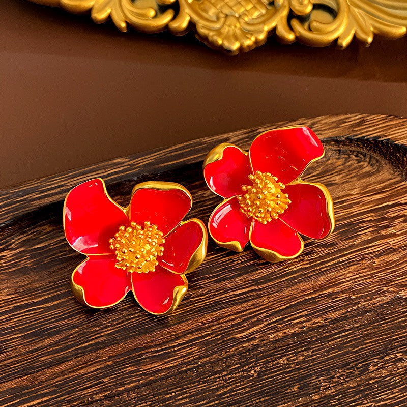 Oil Oval Geometric French Retro Special Earrings
