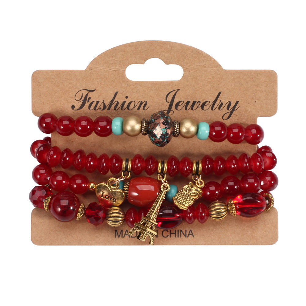 Bead Bohemian Owl Eiffel Tower Peace Bracelets