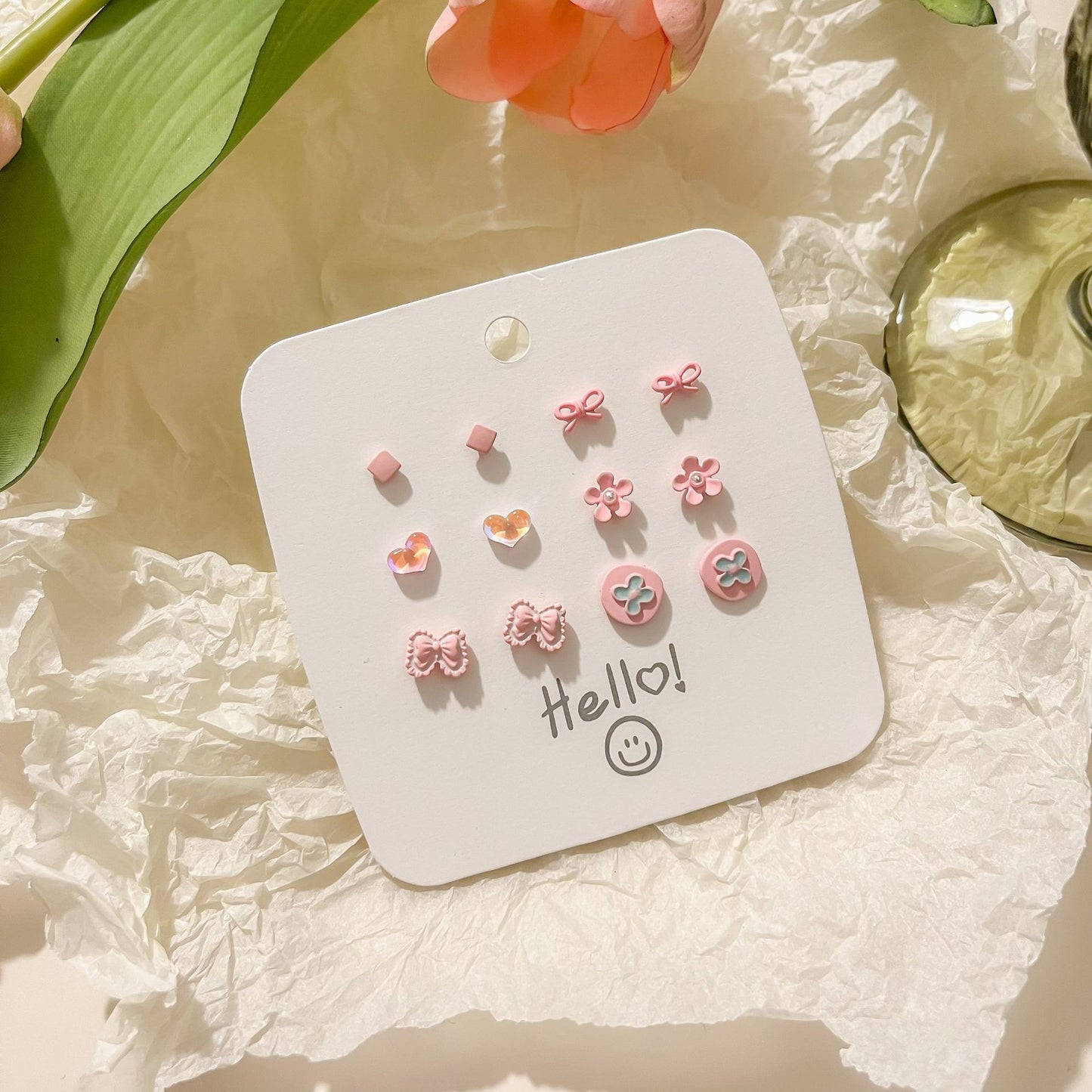 Sier Needle Summer Suit Fresh Green Sweet Earrings