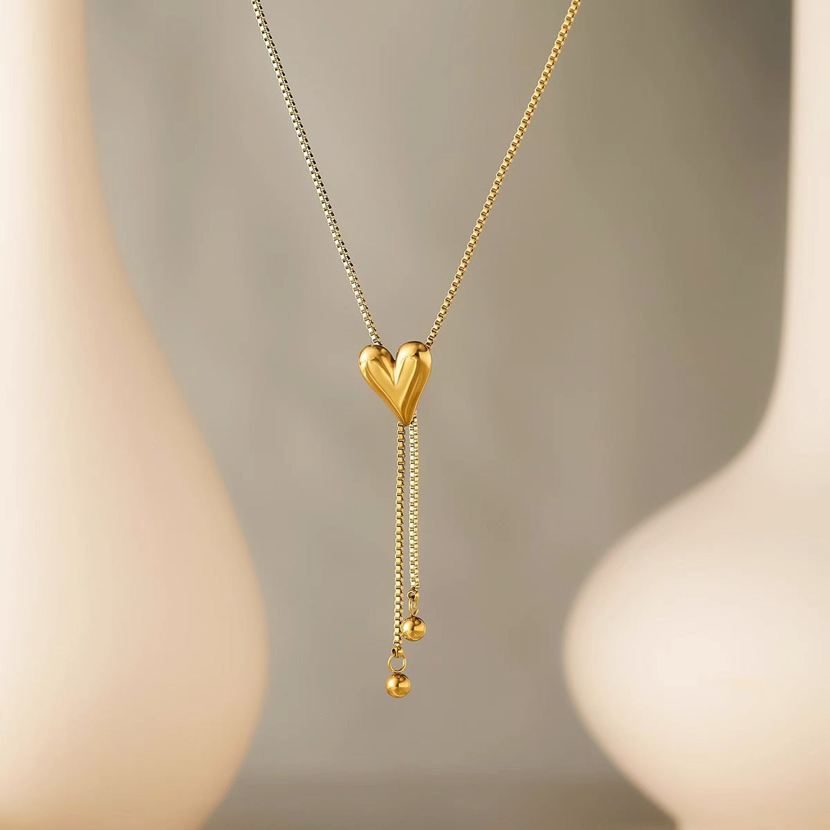 Extravagant Love Heart Peach Titanium Steel Female Niche High-grade Clavicle Necklace
