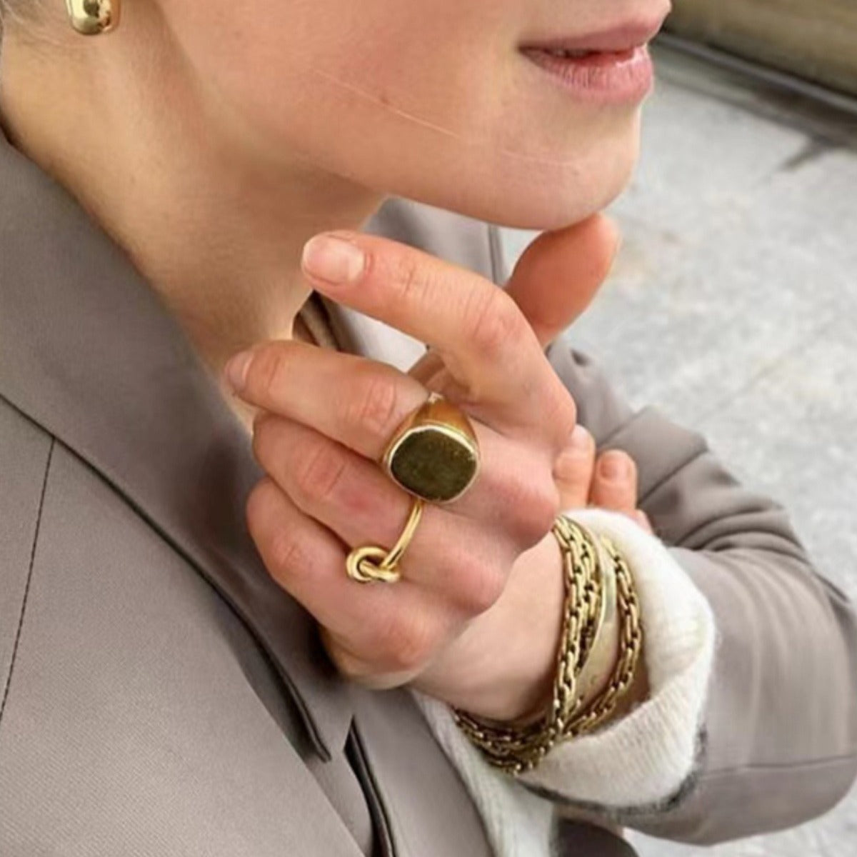 Style Ornament Imitation Tiger Eye Gemstone Female Rings