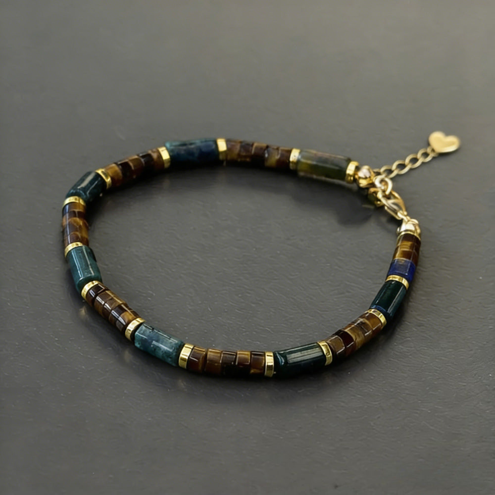 Cylindrical Stone Beaded Spacer Beads Lobster Bracelets