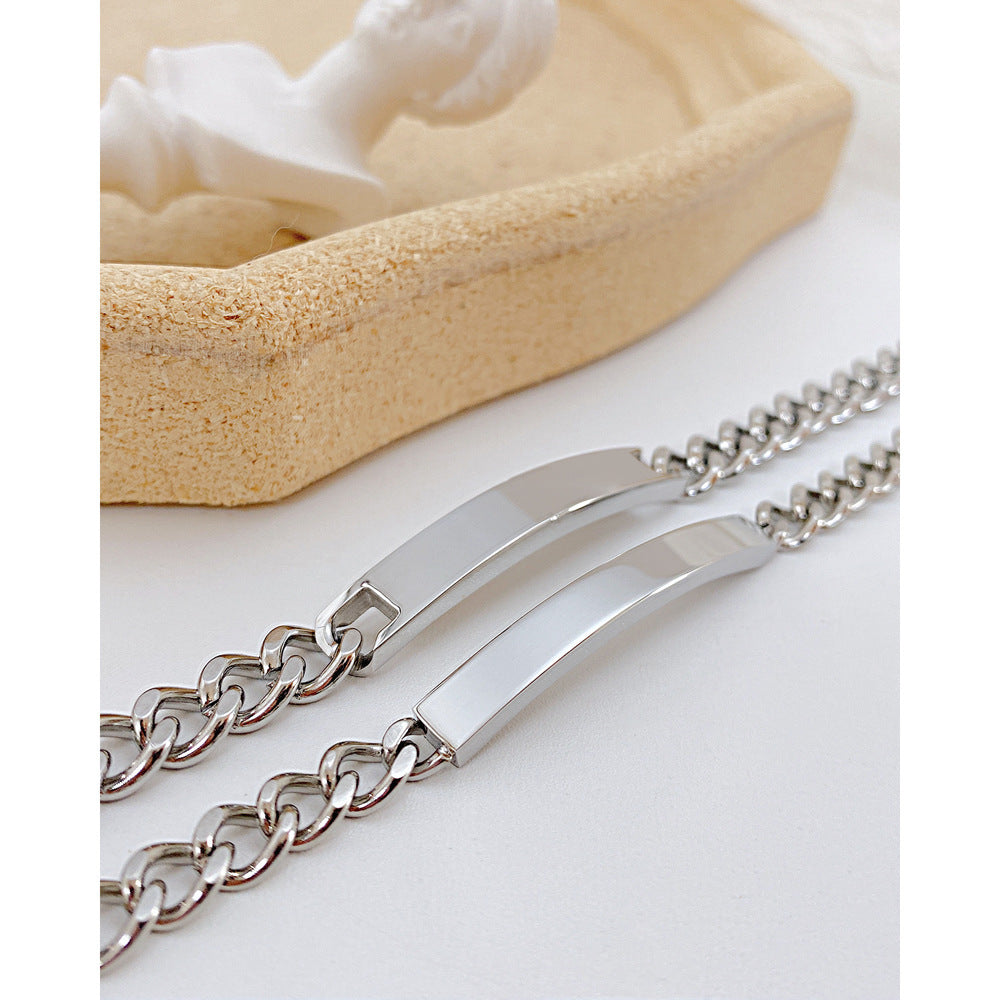 Women's & Men's Style Couple Accessories Stainless Steel Curved Rose Bracelets