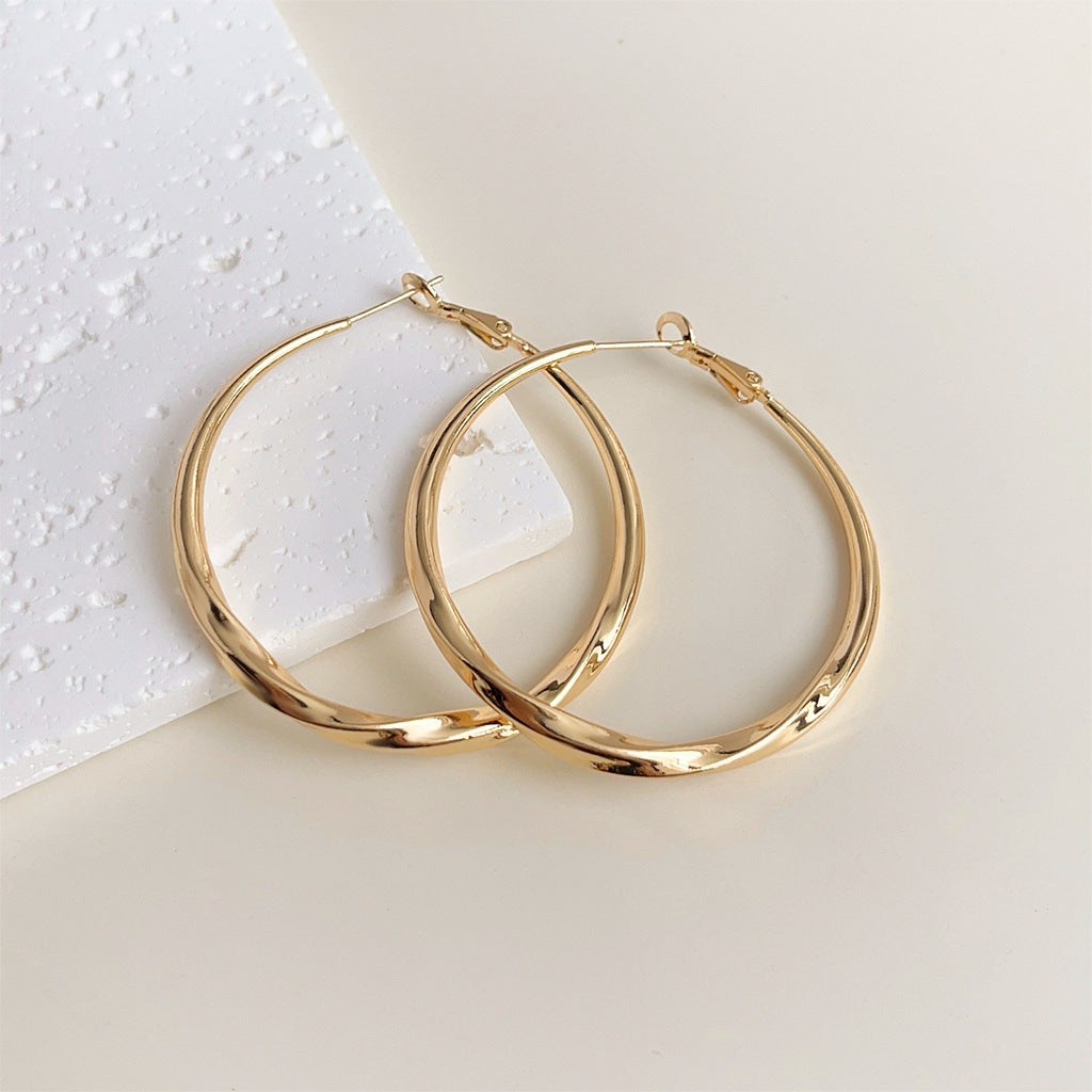 Women's Affordable Luxury Style Zircon Geometric Large Hoop Exaggerated Personalized Earrings