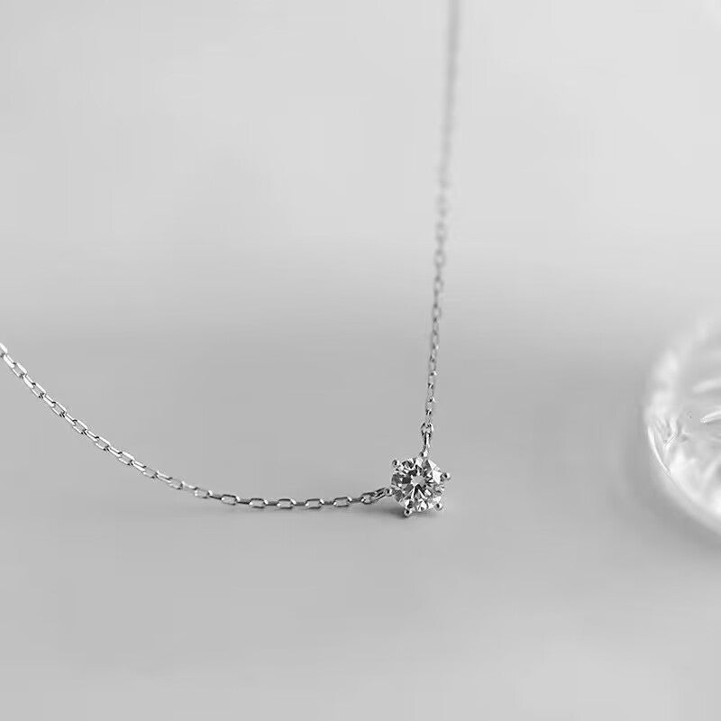 Women's Sterling Sier Gold-plated Minority Single Diamond Clavicle Chain Light Luxury Pendants