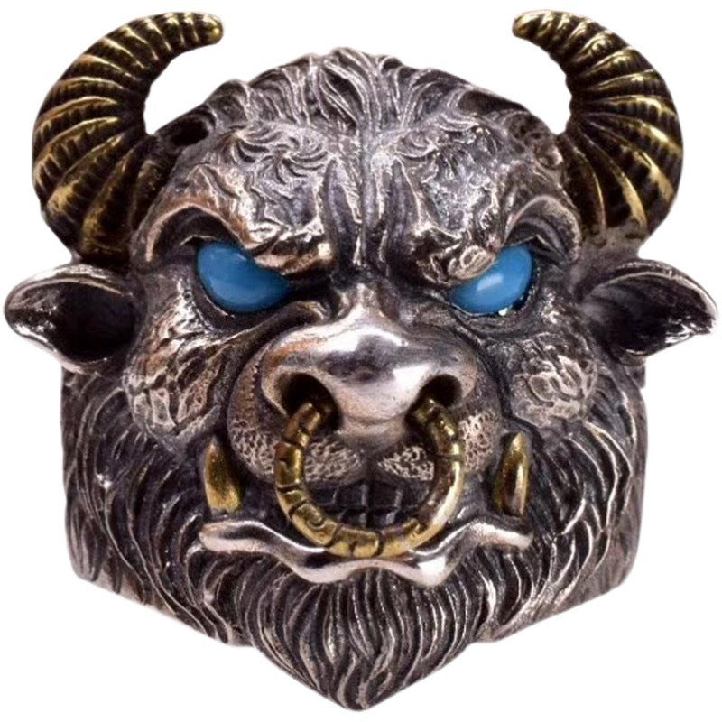 Men's Bullhead Domineering Personalized Retro Chinese Zodiac Cow Rings