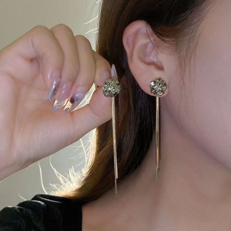 Tassel High-grade Sier Needle Metal Light Luxury Pearl Earrings
