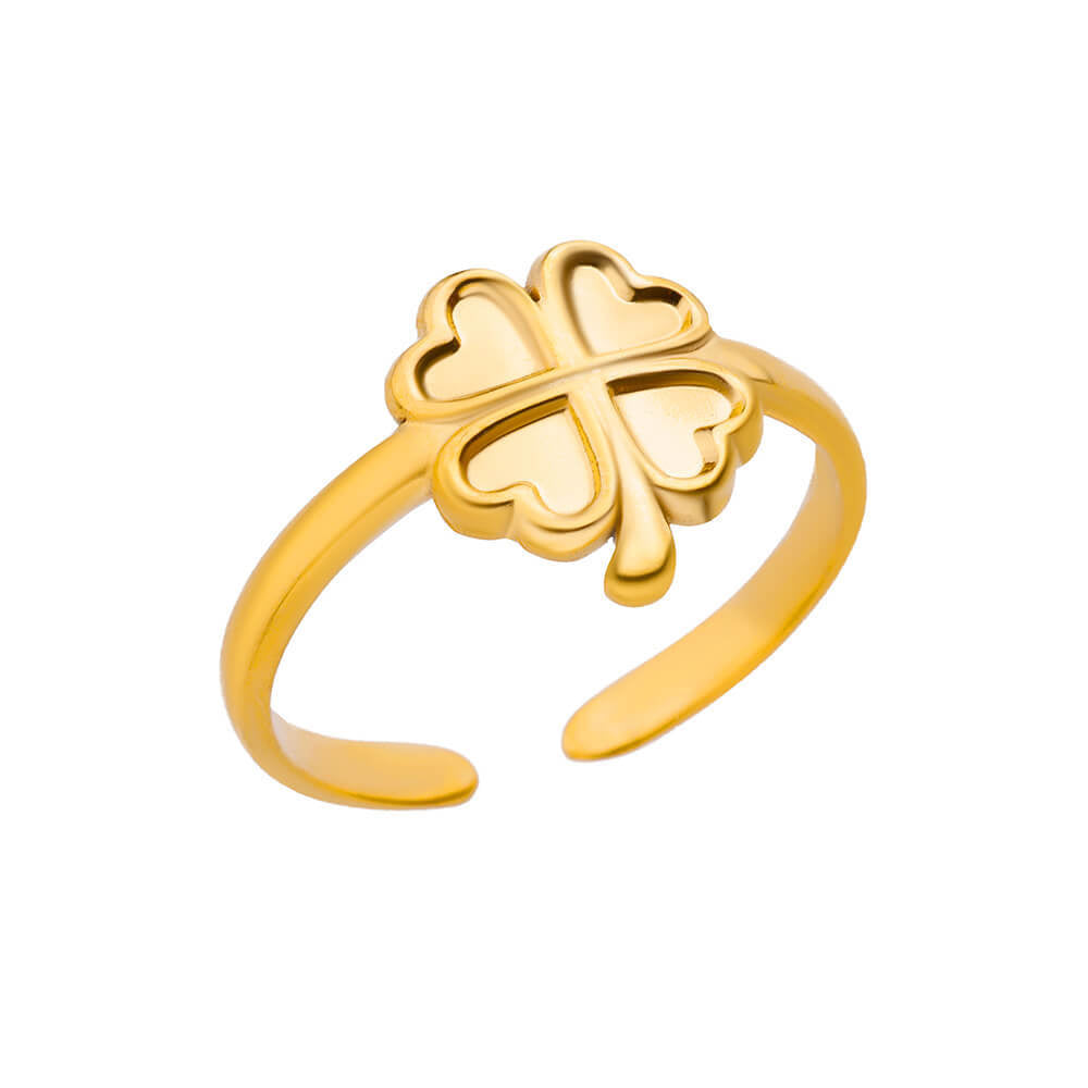 Snake Gold-plated Stainless Steel Oil Pressure Four-leaf Rings