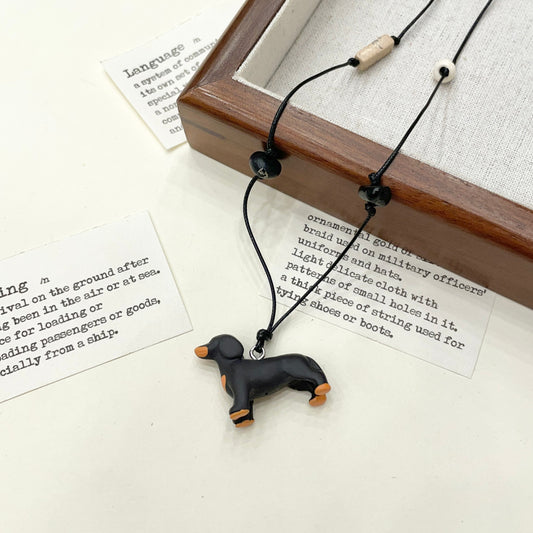 Dog Natural Stone Color Dopamine Fun Necklaces