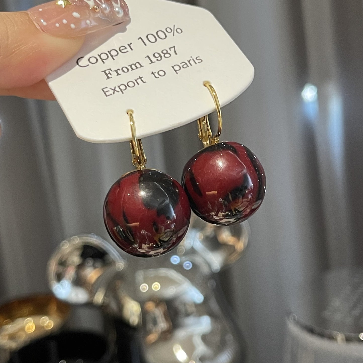 Women's Ball Fashion Delicate Eardrops Buckle Red Earrings
