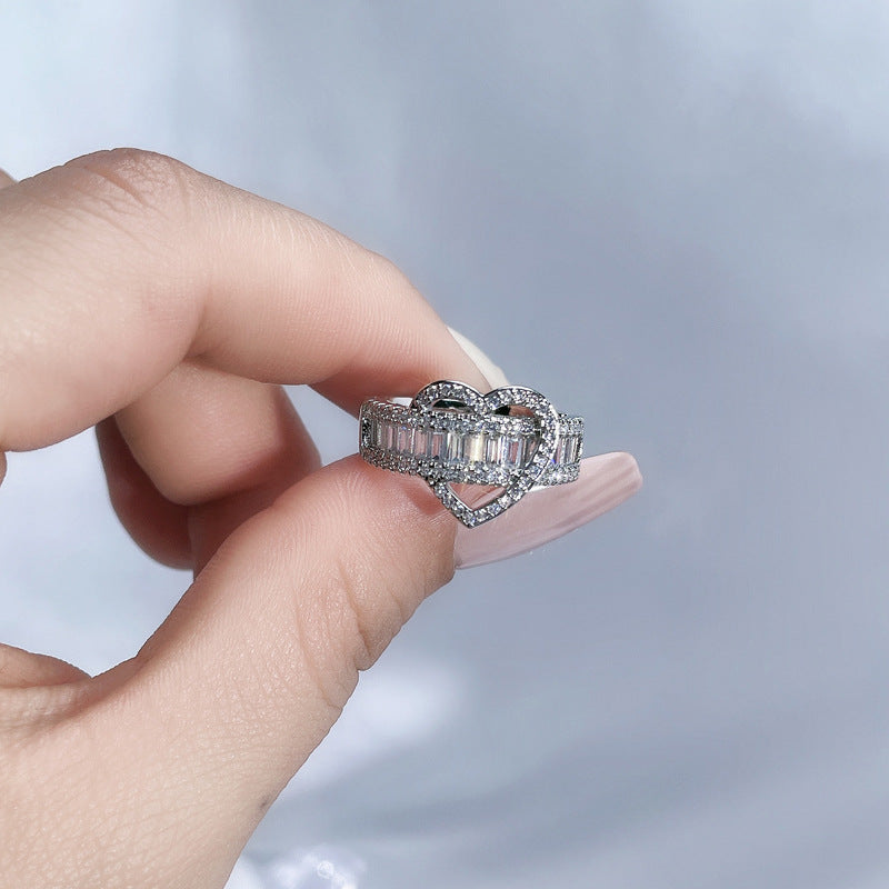 Full Diamond Open-end Zircon Female High Sense Niche Personality Rings