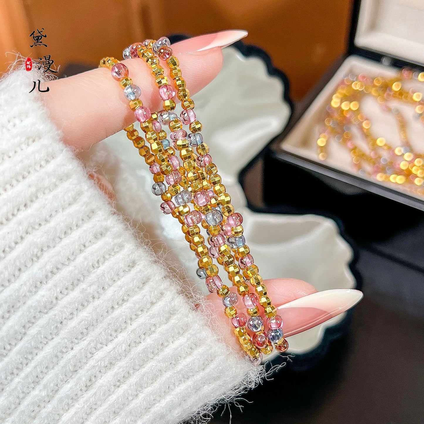 Gold Fashion Colorful Disco Jumping Beads Bracelet