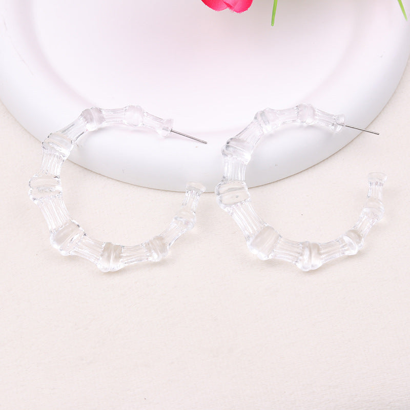 Women's Acrylic Jelly Color Bamboo Simple Stylish Earrings