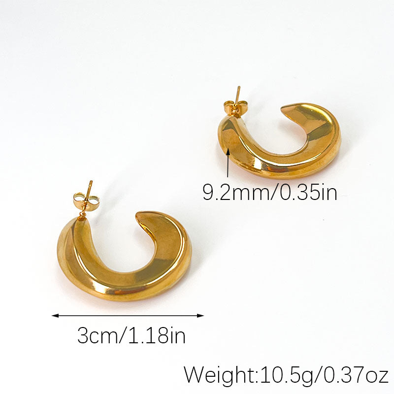 Summer High-grade Exaggerated Metallic Titanium Steel Gold-plated Earrings