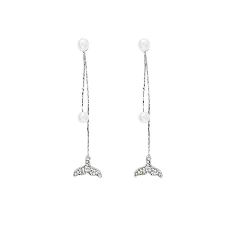 Women's Sweet Elegant Fishtail Pearl Tassel Fashionable High-grade Earrings