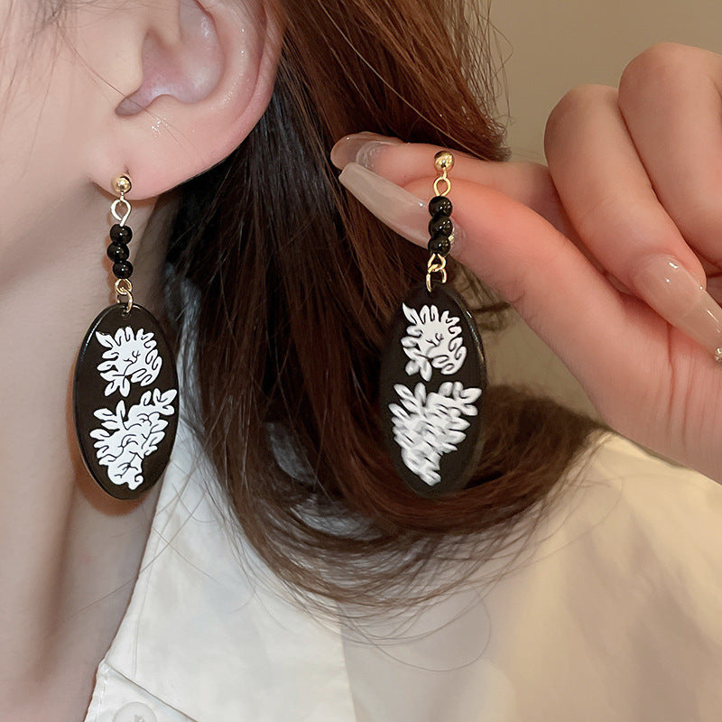 Chinese Style Flower Bamboo Tassel Fashion Trend Ear Hook Earrings
