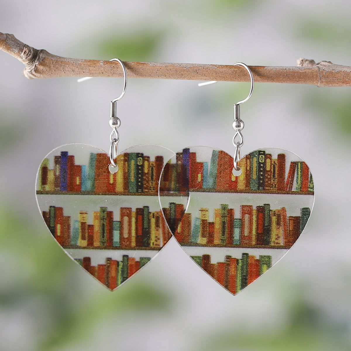 Bookshelf Transparent Acrylic Graduation School Opening Earrings