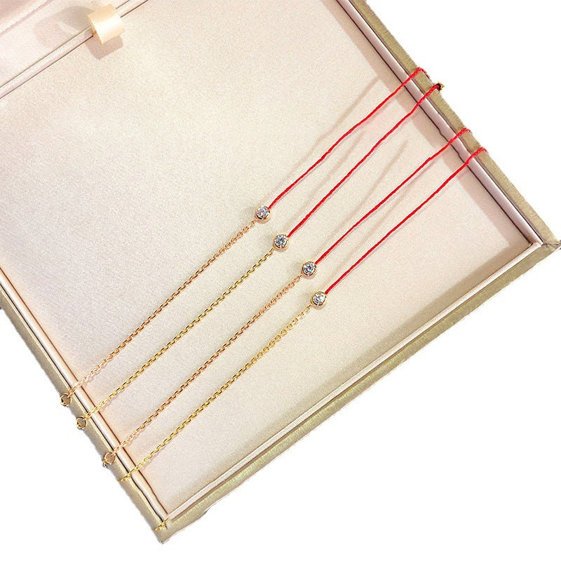 Women's Red Rope Sterling Sier Half Light Bracelets