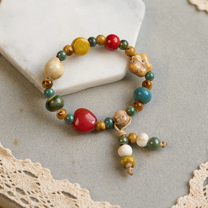 Women's Ceramic Yuan Three Strings Niche High Bracelets