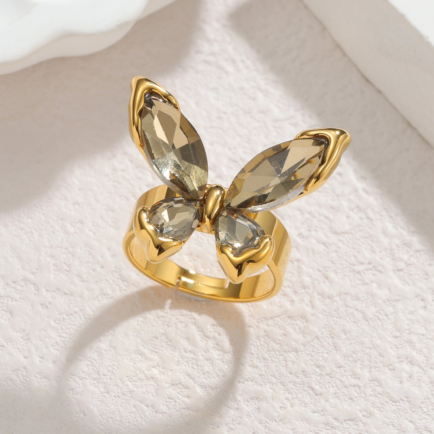 Women's Luxury Zircon Butterfly Gold Fashion Elegant Stainless Steel Jewelry Set