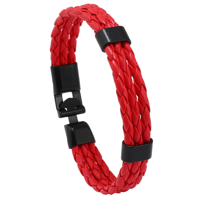 Attractive Unique Vintage Leather Alloy Woven Bracelets