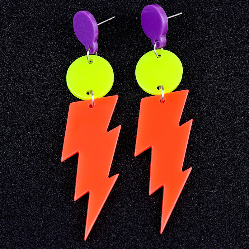 Women's Lightning Ear Fluorescent Color Design Contrast Personality Earrings