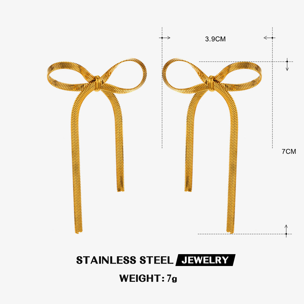 Stainless Steel Bow Style Handmade Fine Earrings