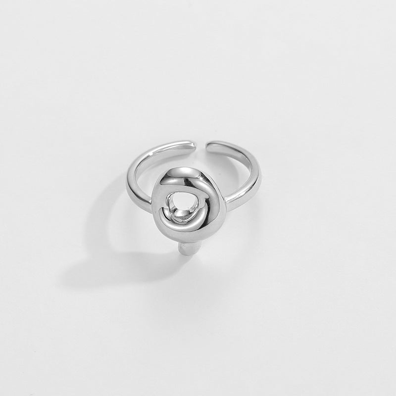 Hop Letters Glossy Sier Open Adjustable Rings