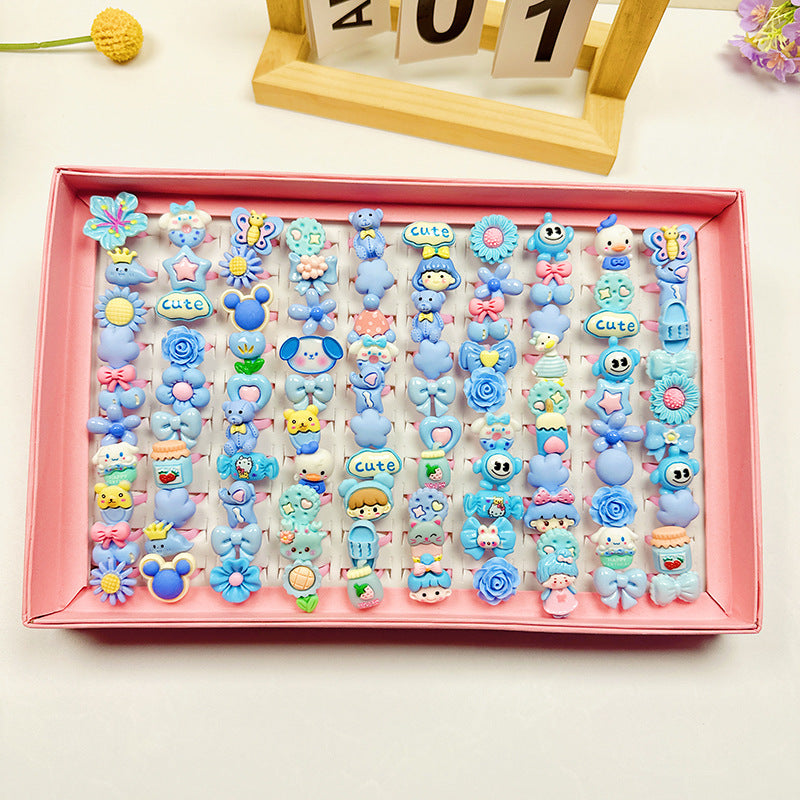 Children's Cartoon Nostalgic Frosted Texture Plastic Kindergarten Rings