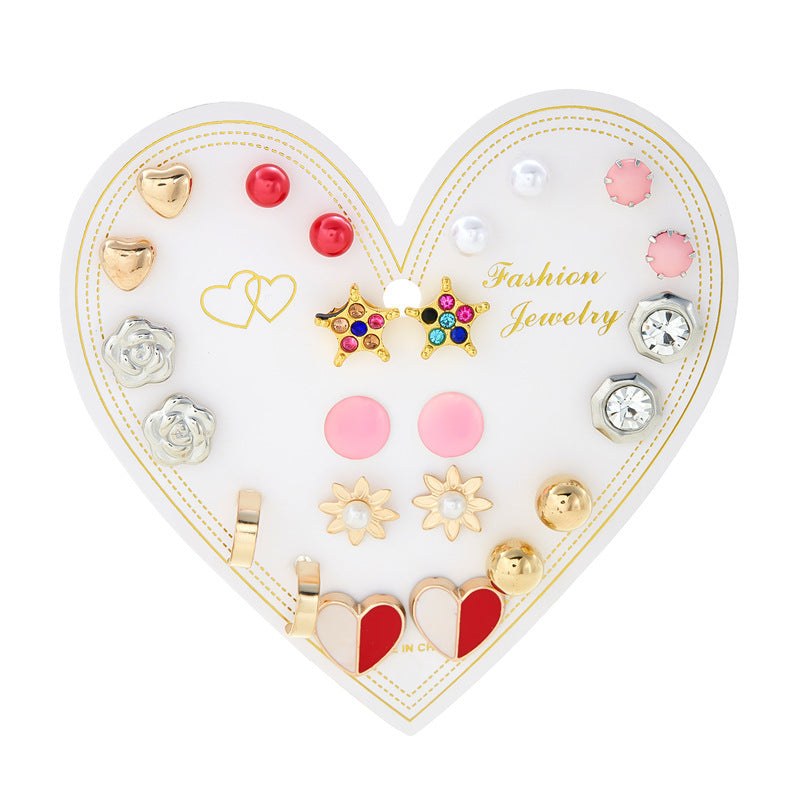 Suit Geometric Pairs Storage Ear Multicolor Earrings