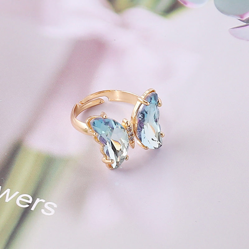 Women's Gradient Butterfly Female Personality Trendy Fashion Rings