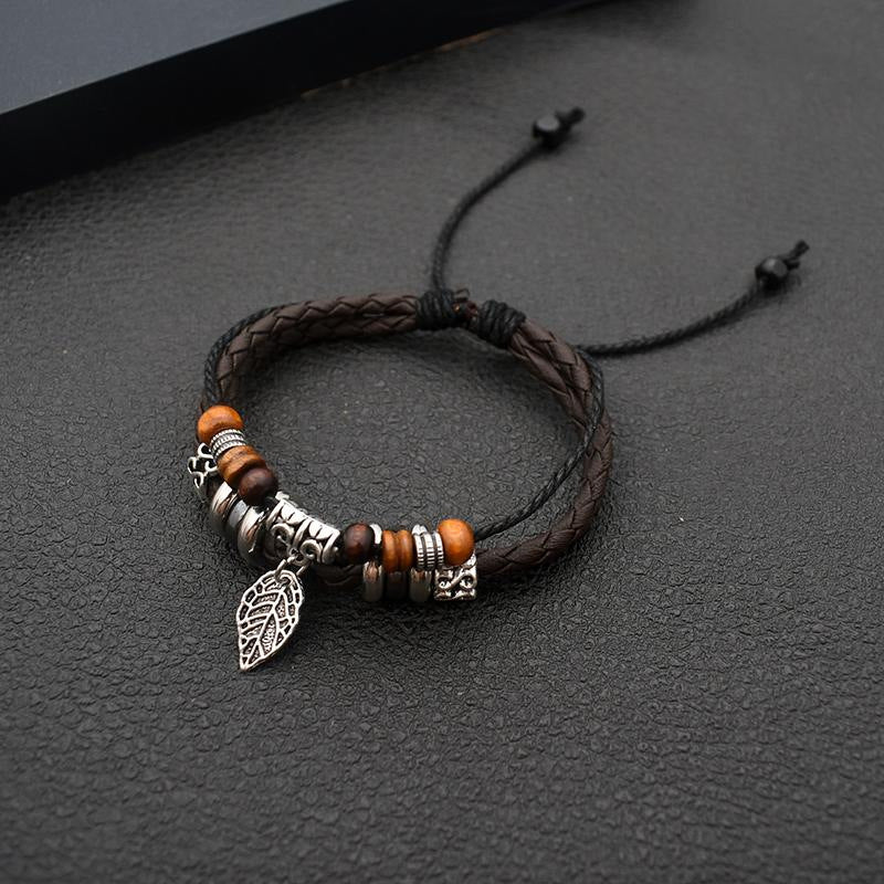 Women's & Men's Cowhide Hand Weaving British Style Jewelry Bracelets