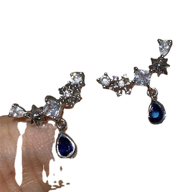 Night Blue French Gentle Water Drop Zircon Necklaces