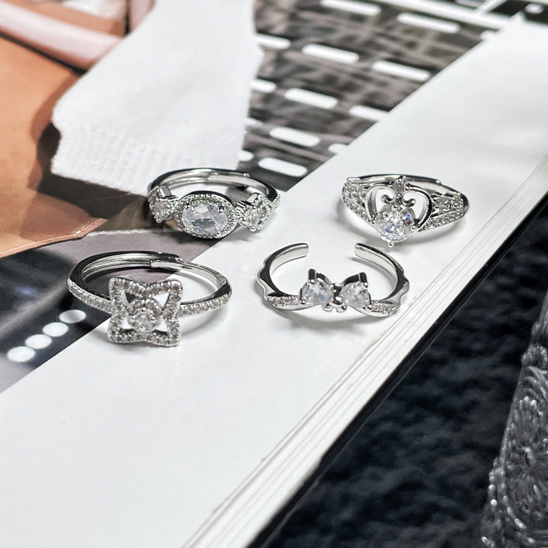 Women's Crown Bow Stylish Opening Cold Style Rings