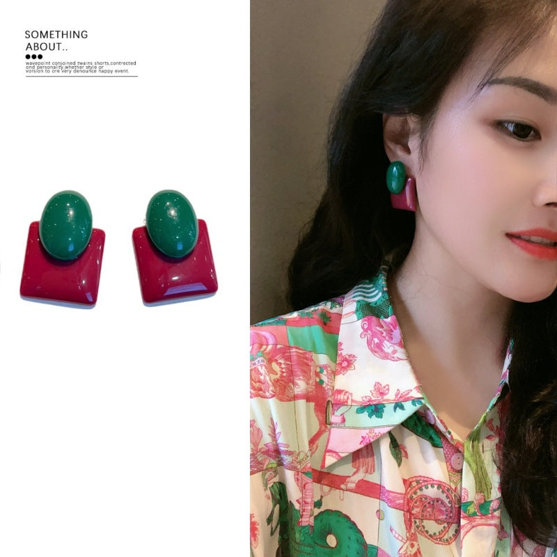 Color Geometric Three-dimensional Fashion Simple High Sense Earrings