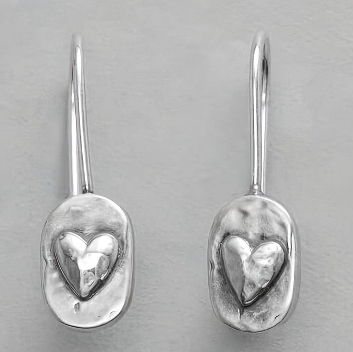 Simple Style Oval Geometric Carved Heart-shaped Earrings