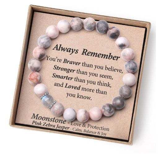 Chalcedony Pink Zebra Moonstone Crystal Female Bracelets