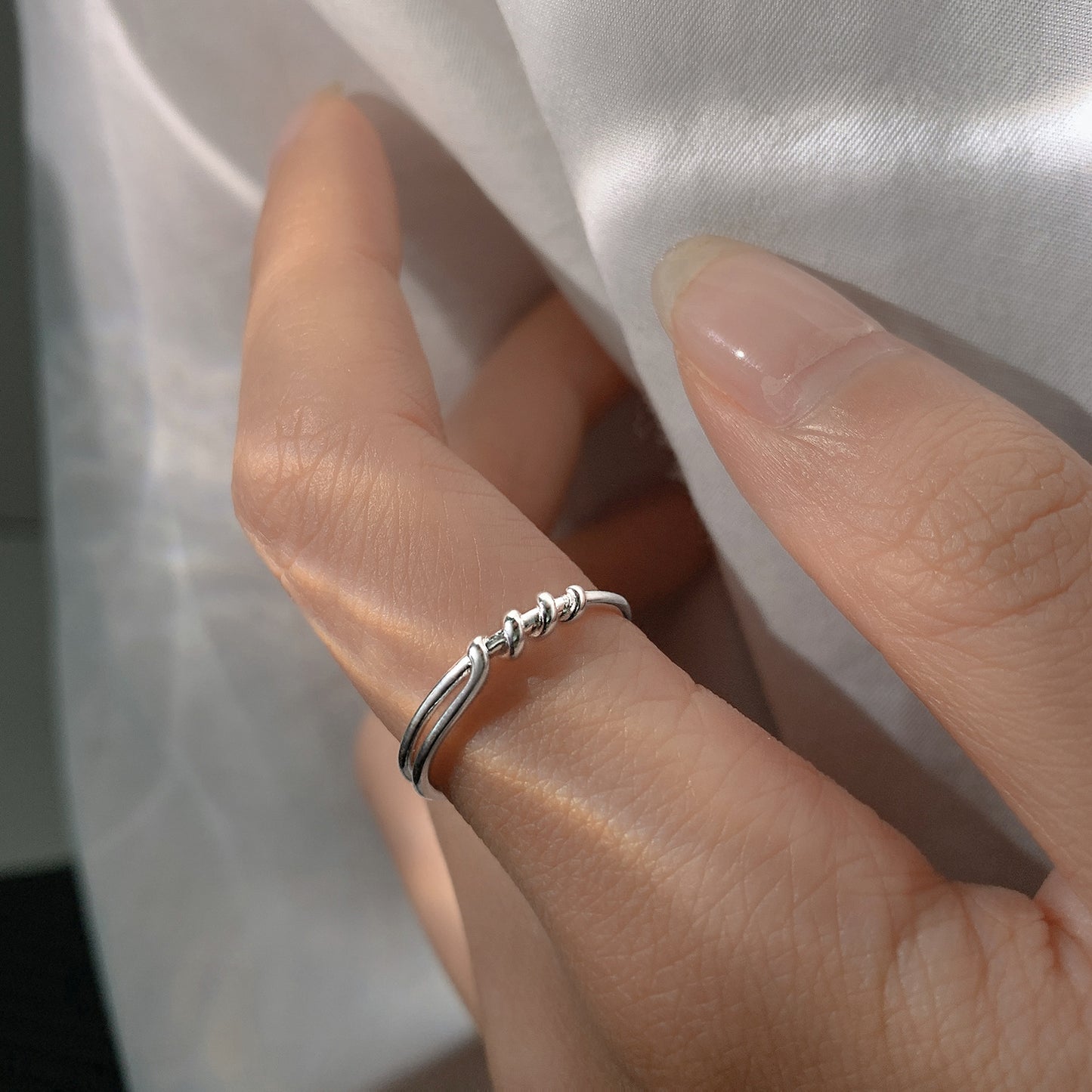 Women's Summer Simple Line Geometric Girlfriends Couple Opening Rings