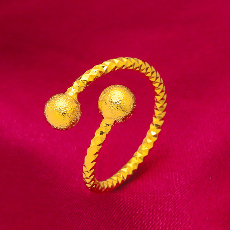 Women's Vietnam Placer Gold Bead Open Starry Rings